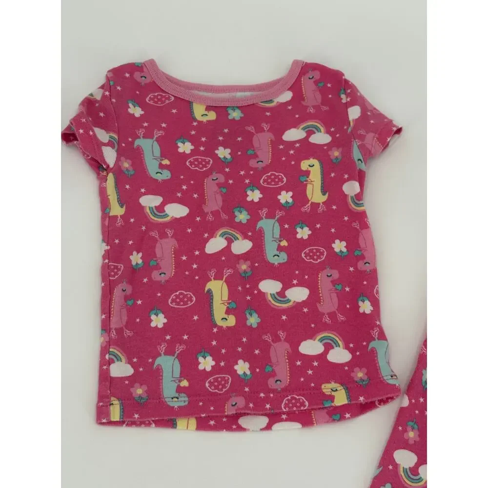 Member's Mark Girls 18M Dinosaur Rainbow 2 Pc Pajama Set Pink PJs